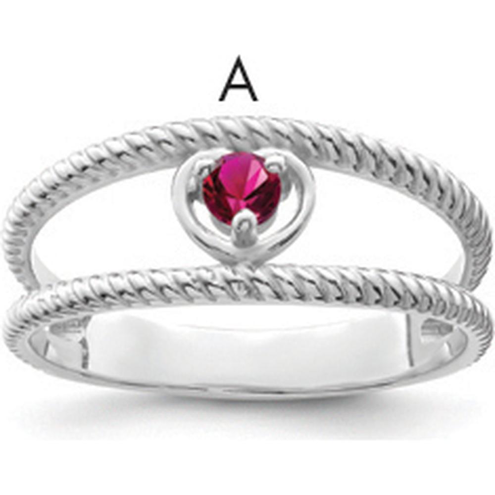 14K White Gold Rope Design Ring with Heart-Shaped Ruby - 0.50 Carat Total Ruby Weight by Oro Pregiato