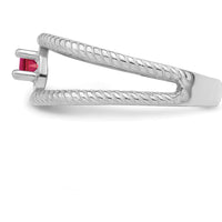 14K White Gold Rope Design Ring with Heart-Shaped Ruby - 0.50 Carat Total Ruby Weight by Oro Pregiato
