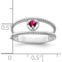 14K White Gold Rope Design Ring with Heart-Shaped Ruby - 0.50 Carat Total Ruby Weight by Oro Pregiato