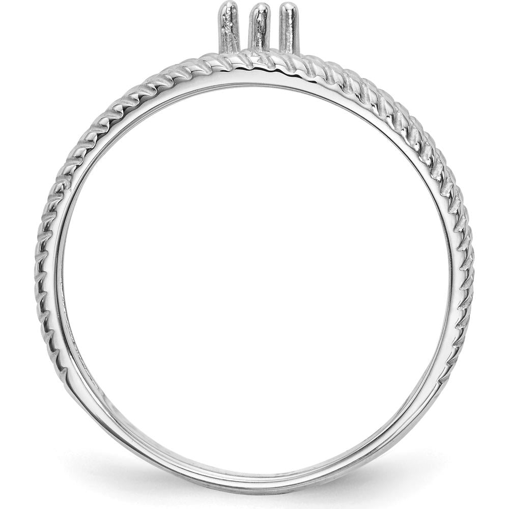 14K White Gold Rope Design Ring with Heart-Shaped Ruby - 0.50 Carat Total Ruby Weight by Oro Pregiato