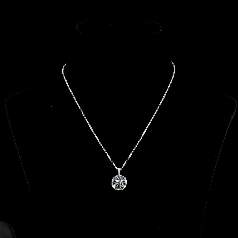 14K White Gold Rose Cut Lab Diamond Pendant with Prong Setting - 4.79 Carats Total Diamond Weight - Covaloro Fine Jewelry