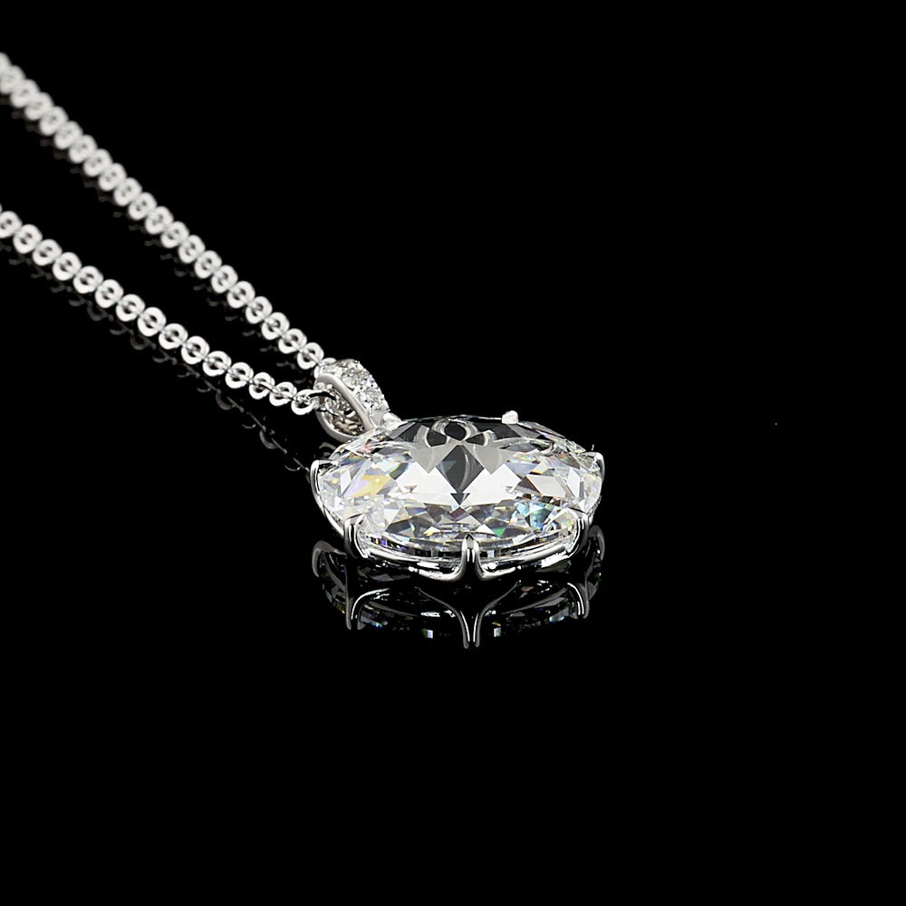 14K White Gold Rose Cut Lab Diamond Pendant with Prong Setting - 4.79 Carats Total Diamond Weight - Covaloro Fine Jewelry
