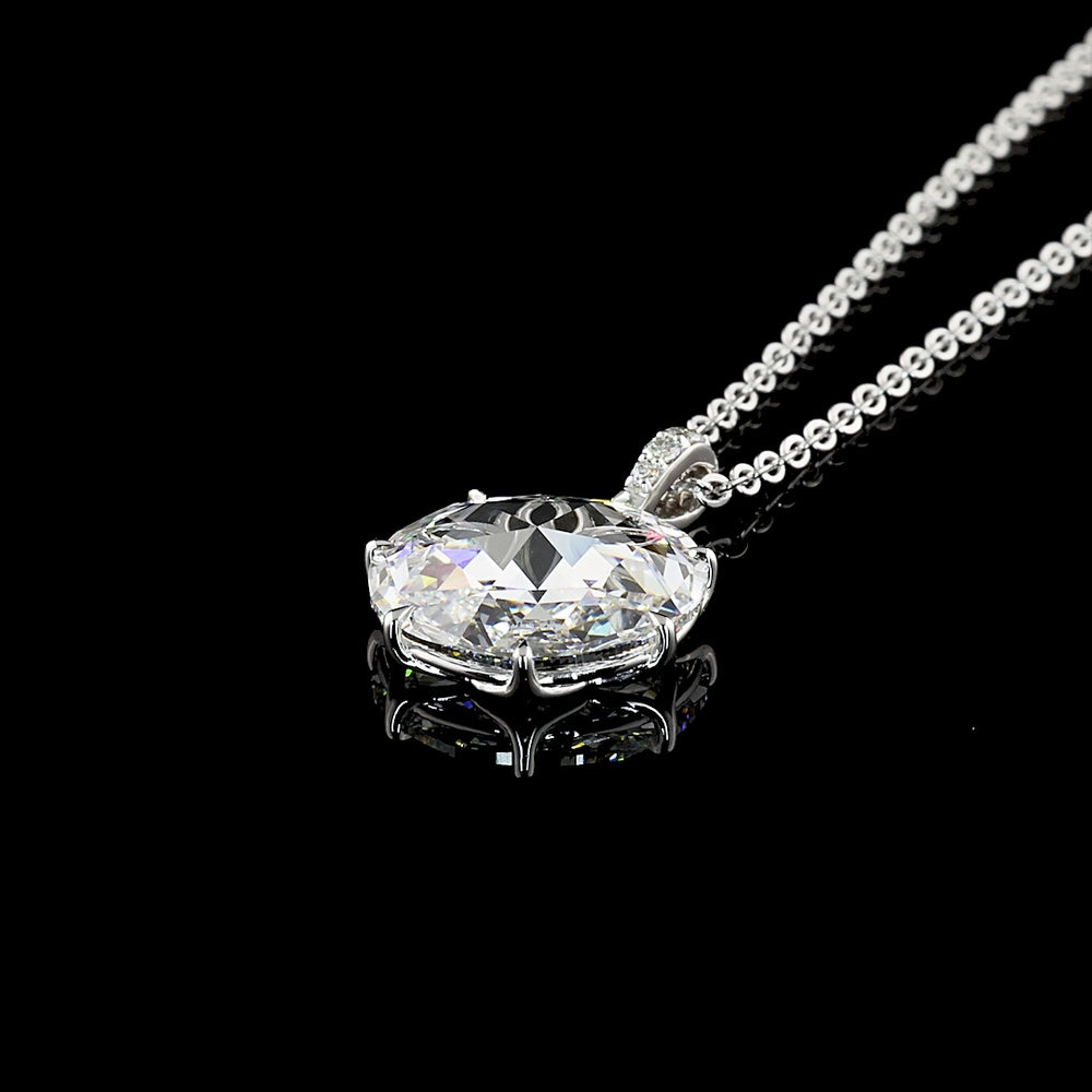 14K White Gold Rose Cut Lab Diamond Pendant with Prong Setting - 4.79 Carats Total Diamond Weight - Covaloro Fine Jewelry