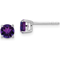 14K White Gold Round Amethyst Stud Earrings - 0.4 Carat Total Amethyst Weight by Monteluci Fine Jewelry