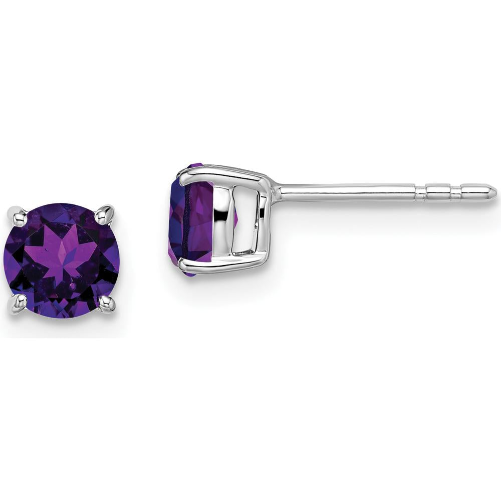 14K White Gold Round Amethyst Stud Earrings - 0.4 Carat Total Amethyst Weight by Monteluci Fine Jewelry
