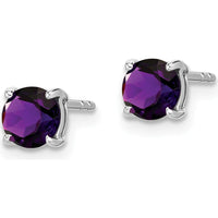 14K White Gold Round Amethyst Stud Earrings - 0.4 Carat Total Amethyst Weight by Monteluci Fine Jewelry