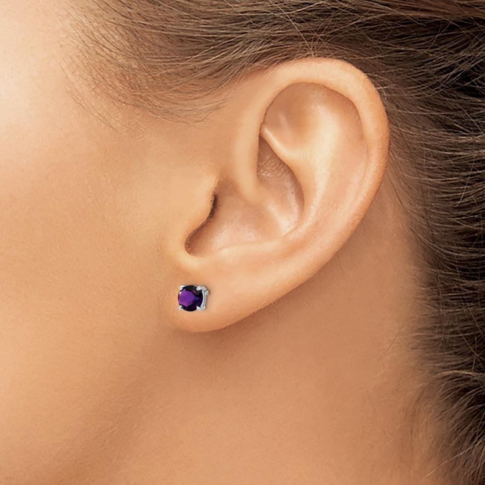 14K White Gold Round Amethyst Stud Earrings - 0.4 Carat Total Amethyst Weight by Monteluci Fine Jewelry