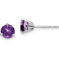 14K White Gold Round Amethyst Stud Earrings - 0.8 Carat Total Amethyst Weight by Monteluci Fine Jewelry