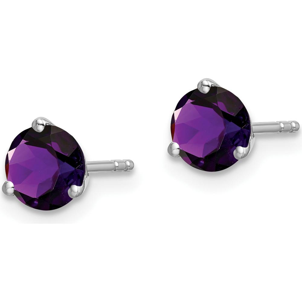 14K White Gold Round Amethyst Stud Earrings - 0.8 Carat Total Amethyst Weight by Monteluci Fine Jewelry