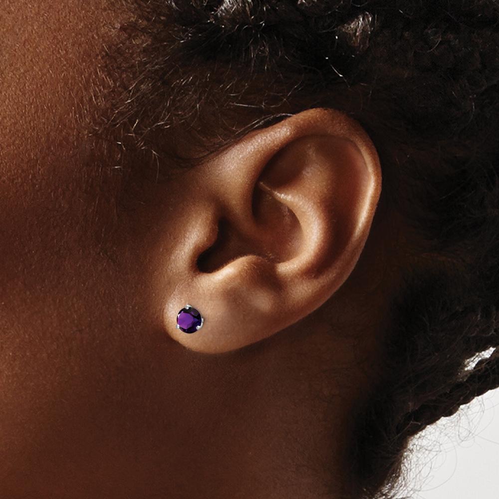 14K White Gold Round Amethyst Stud Earrings - 0.8 Carat Total Amethyst Weight by Monteluci Fine Jewelry