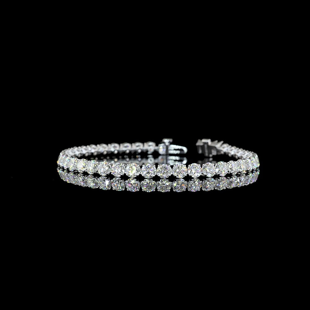 14K White Gold Round and Marquise Diamond Tennis Bracelet with Prong Set Lab Diamonds - 11.84 Carat Total Diamond Weight - Covaloro Fine Jewelry