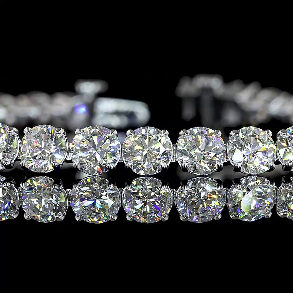 14K White Gold Round and Marquise Diamond Tennis Bracelet with Prong Set Lab Diamonds - 11.84 Carat Total Diamond Weight - Covaloro Fine Jewelry
