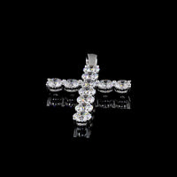 14K White Gold Round Brilliant Cross Pendant with 11 Prong-Set Lab Diamonds - 13.92 Carat Total Weight D VS1 - Covaloro Fine Jewelry