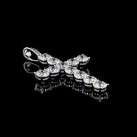 14K White Gold Round Brilliant Cross Pendant with 11 Prong-Set Lab Diamonds - 13.92 Carat Total Weight D VS1 - Covaloro Fine Jewelry