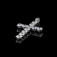 14K White Gold Round Brilliant Cross Pendant with 11 Prong-Set Lab Diamonds - 13.92 Carat Total Weight D VS1 - Covaloro Fine Jewelry