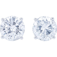 14K White Gold Round Brilliant Cut Diamond Stud Earrings with Secure Screw Backs - 4.04 Carat Total Diamond Weight