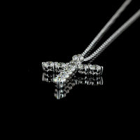 14K White Gold Round Brilliant Cut Lab Diamond Cross Pendant - 1.00 Carat Total Weight with 11 Prong-Set Stones (E-F Color, VS1 Clarity) - Covaloro Fine Jewelry