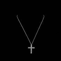 14K White Gold Round Brilliant Cut Lab Diamond Cross Pendant - 2.98 Carat Total Diamond Weight with 11 Prong Set Stones - Covaloro Fine Jewelry