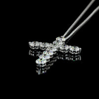 14K White Gold Round Brilliant Cut Lab Diamond Cross Pendant - 2.98 Carat Total Diamond Weight with 11 Prong Set Stones - Covaloro Fine Jewelry
