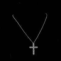 14K White Gold Round Brilliant Cut Lab Diamond Cross Pendant - 5.58 Carat Total Diamond Weight, F Color VS2 Clarity, 11 Stones - Covaloro Fine Jewelry