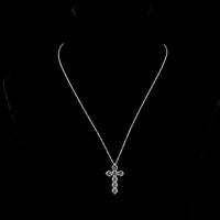 14K White Gold Round Brilliant Cut Lab Diamond Cross Pendant Necklace - 3.54 Carat Total Diamond Weight, E-F VS1 Clarity - Covaloro Fine Jewelry