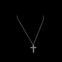 14K White Gold Round Brilliant Cut Lab Diamond Cross Pendant with Prong Setting and 11 Stones - 2.09 Carat Total Diamond Weight - Covaloro Fine Jewelry