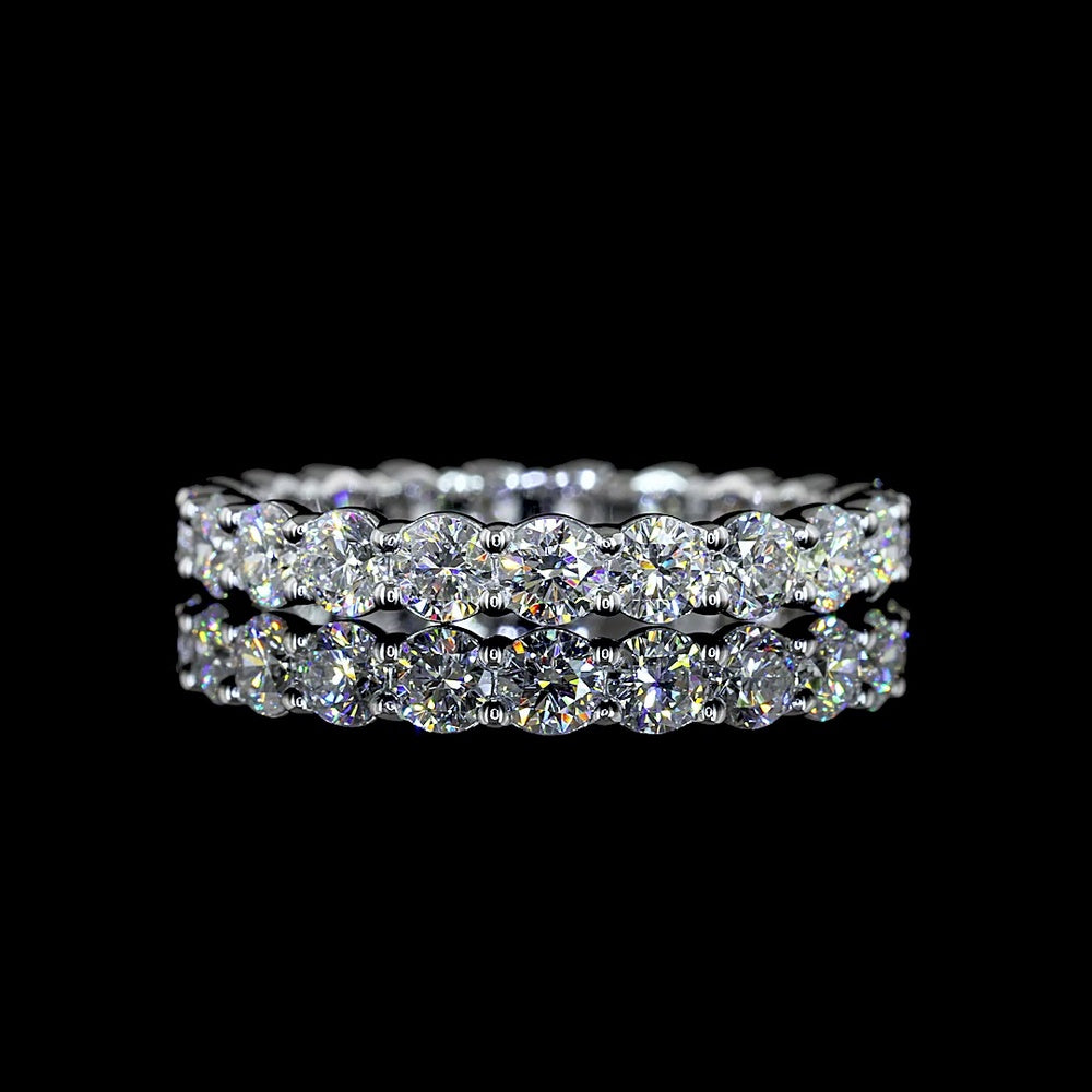 14K White Gold Round Brilliant Cut Lab Diamond Eternity Band - 2.01 Carat Total Weight with 21 Stones E-F VS1 Clarity - Covaloro Fine Jewelry