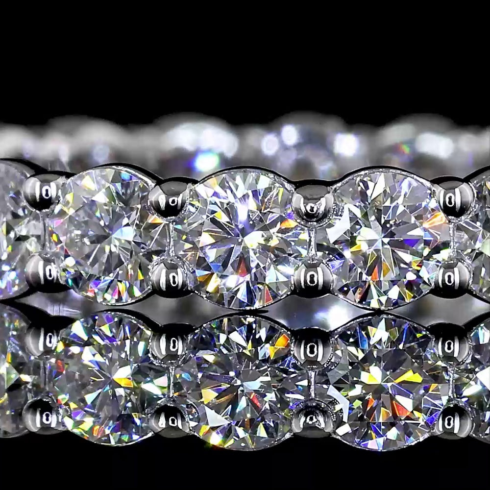 14K White Gold Round Brilliant Cut Lab Diamond Eternity Band - 2.01 Carat Total Weight with 21 Stones E-F VS1 Clarity - Covaloro Fine Jewelry