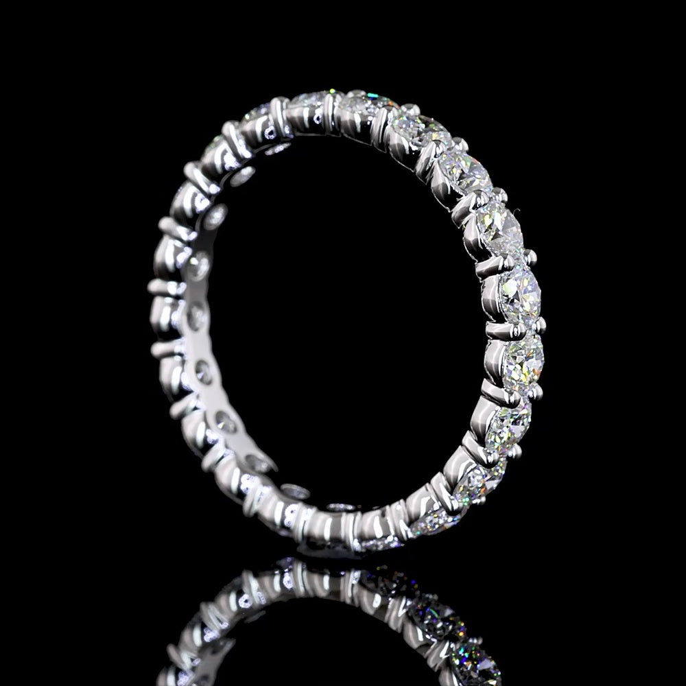 14K White Gold Round Brilliant Cut Lab Diamond Eternity Band - 2.01 Carat Total Weight with 21 Stones E-F VS1 Clarity - Covaloro Fine Jewelry