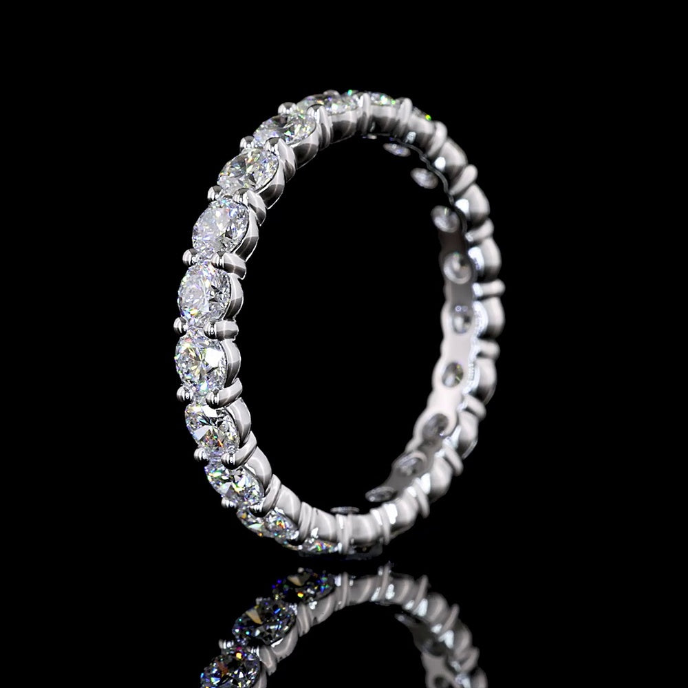 14K White Gold Round Brilliant Cut Lab Diamond Eternity Band - 2.01 Carat Total Weight with 21 Stones E-F VS1 Clarity - Covaloro Fine Jewelry