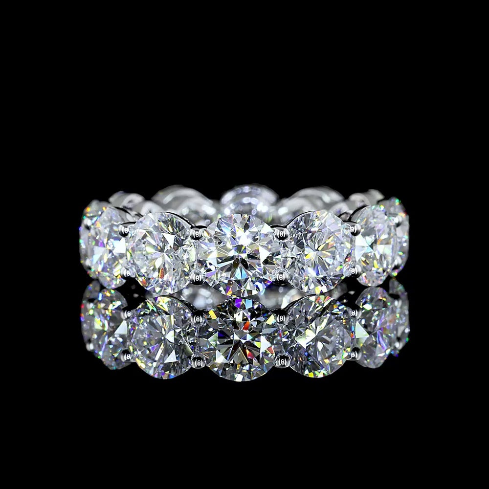14K White Gold Round Brilliant Cut Lab Diamond Eternity Band - 8.50 Carat Total Diamond Weight, 12 Stones, E-F Color VS Clarity - Covaloro Fine Jewelry
