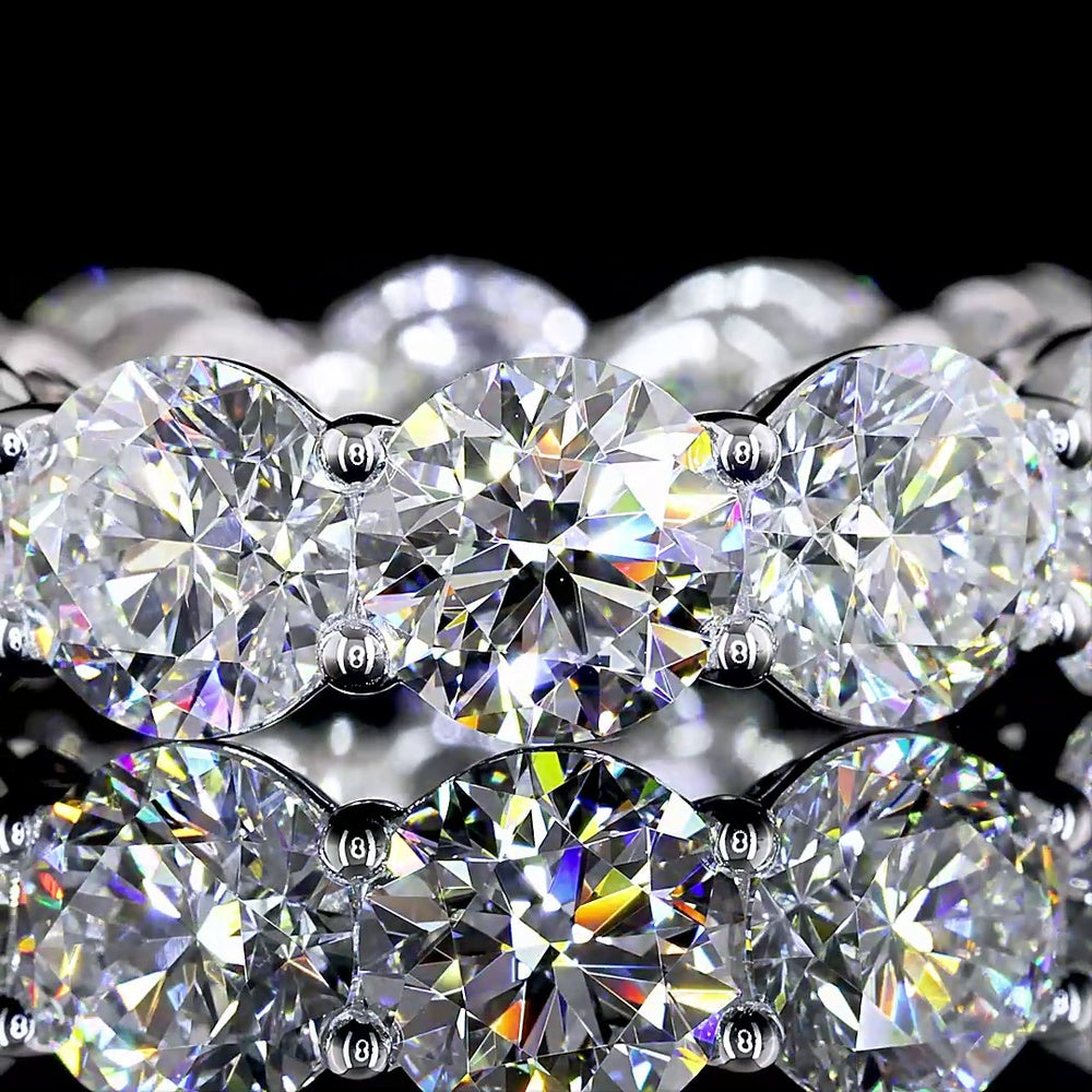 14K White Gold Round Brilliant Cut Lab Diamond Eternity Band - 8.50 Carat Total Diamond Weight, 12 Stones, E-F Color VS Clarity - Covaloro Fine Jewelry
