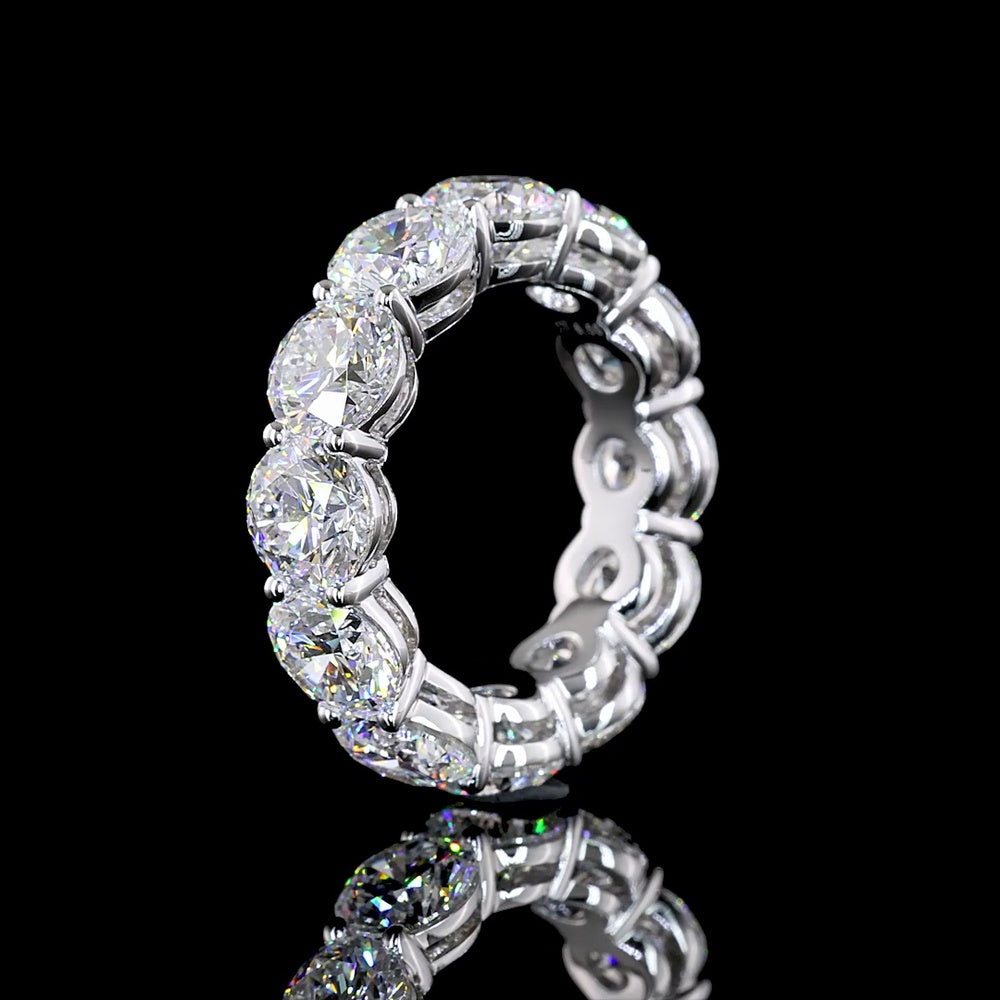 14K White Gold Round Brilliant Cut Lab Diamond Eternity Band - 8.50 Carat Total Diamond Weight, 12 Stones, E-F Color VS Clarity - Covaloro Fine Jewelry