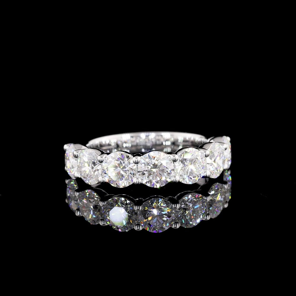 14K White Gold Round Brilliant Cut Lab Diamond Half Eternity Band - 1.94 Total Carat Weight, E-F VS1 - Covaloro Fine Jewelry