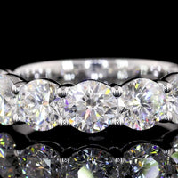 14K White Gold Round Brilliant Cut Lab Diamond Half Eternity Band - 1.94 Total Carat Weight, E-F VS1 - Covaloro Fine Jewelry