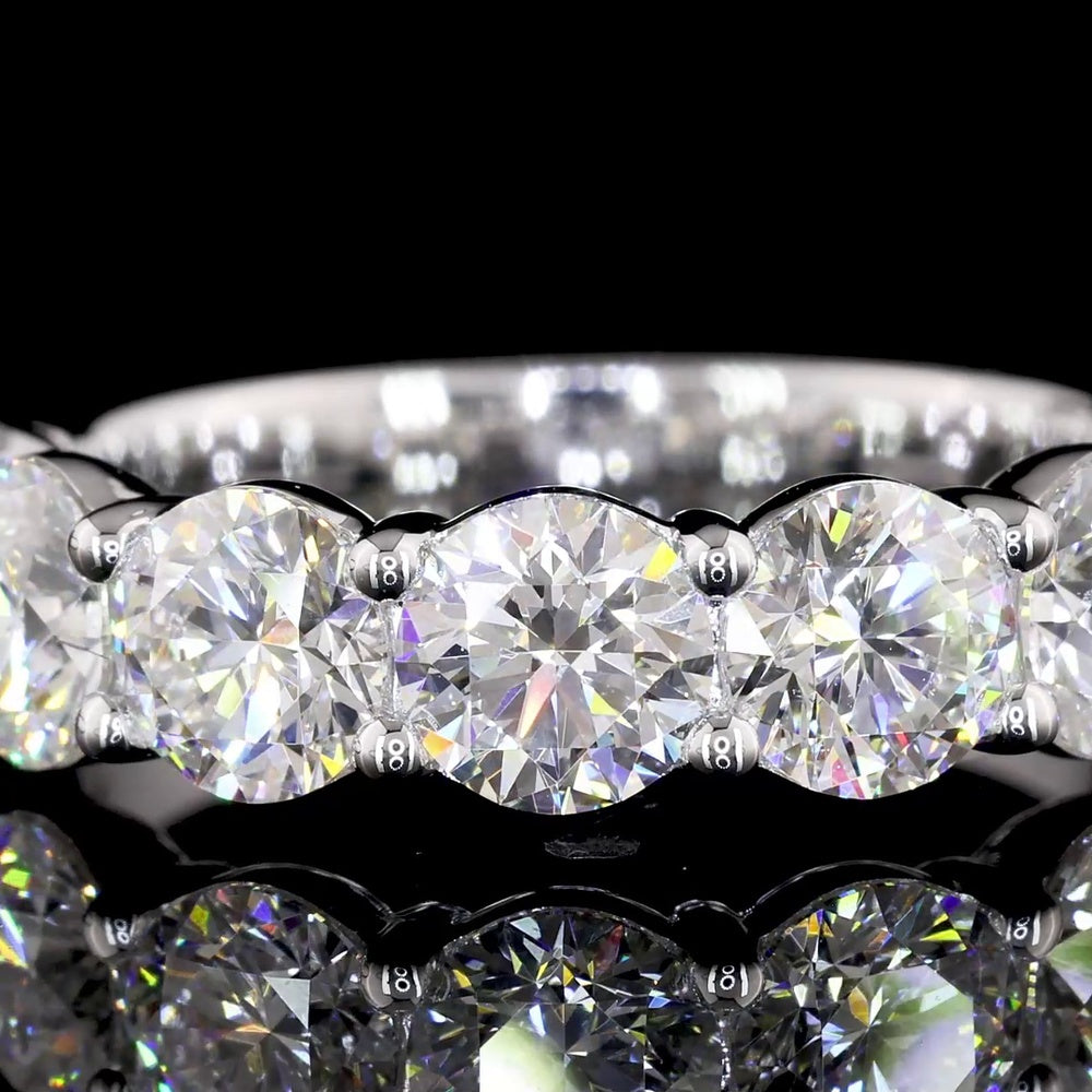 14K White Gold Round Brilliant Cut Lab Diamond Half Eternity Band - 1.94 Total Carat Weight, E-F VS1 - Covaloro Fine Jewelry