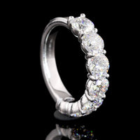 14K White Gold Round Brilliant Cut Lab Diamond Half Eternity Band - 1.94 Total Carat Weight, E-F VS1 - Covaloro Fine Jewelry