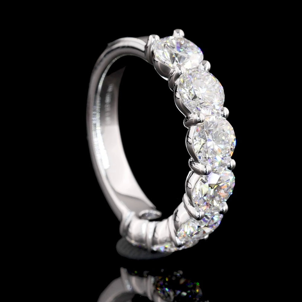 14K White Gold Round Brilliant Cut Lab Diamond Half Eternity Band - 1.94 Total Carat Weight, E-F VS1 - Covaloro Fine Jewelry