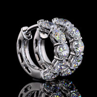 14K White Gold Round Brilliant Cut Lab Diamond Huggie Earrings - 1.95 Carats Total Diamond Weight, E-F VS Clarity - Covaloro Fine Jewelry