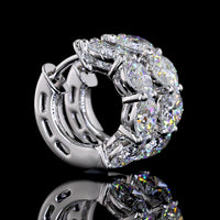 14K White Gold Round Brilliant Cut Lab Diamond Huggie Earrings - 4.99 Carats Total Diamond Weight, E-F VS Clarity - Covaloro Fine Jewelry