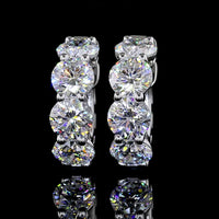 14K White Gold Round Brilliant Cut Lab Diamond Huggie Earrings - 4.99 Carats Total Diamond Weight, E-F VS Clarity - Covaloro Fine Jewelry