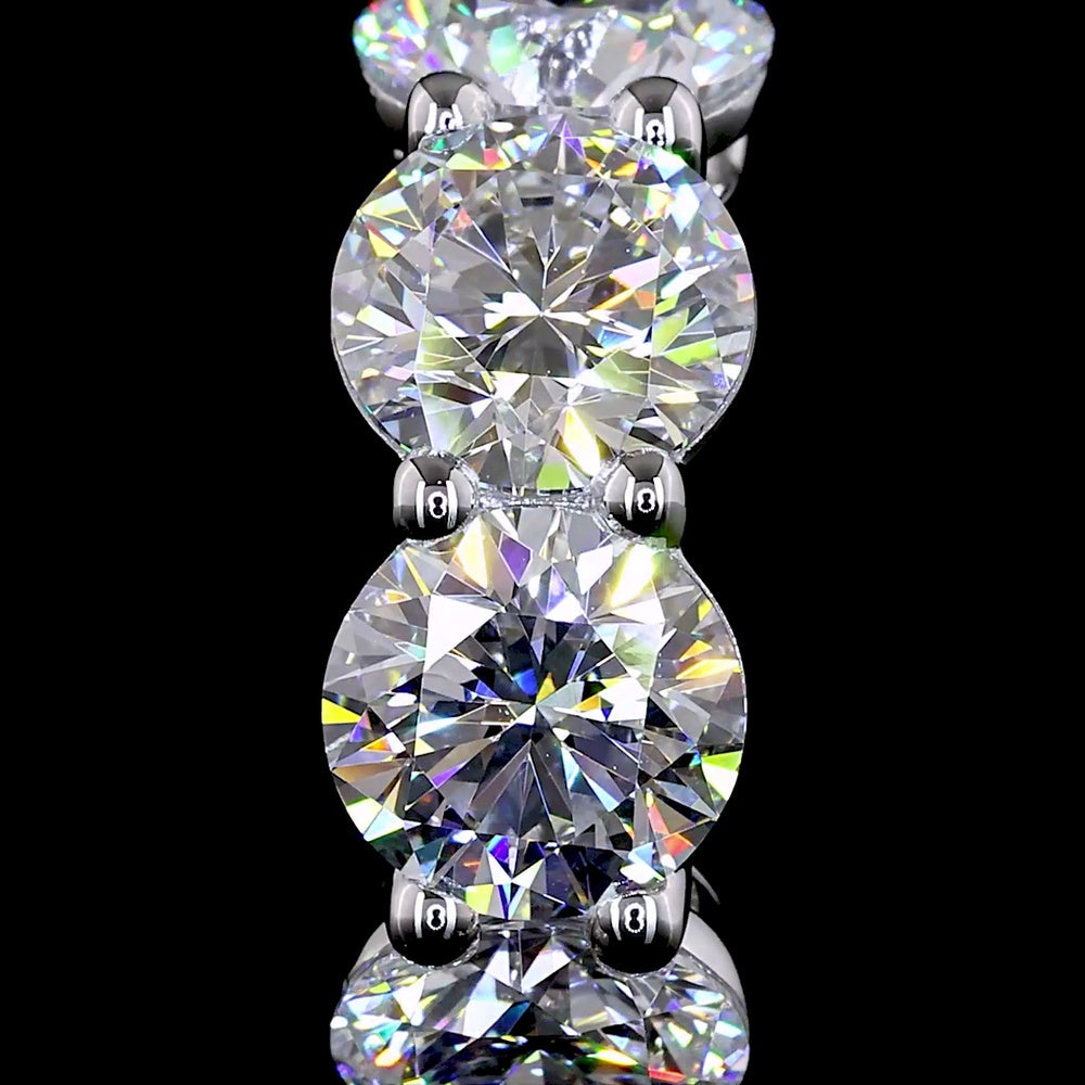 14K White Gold Round Brilliant Cut Lab Diamond Huggie Earrings - 4.99 Carats Total Diamond Weight, E-F VS Clarity - Covaloro Fine Jewelry
