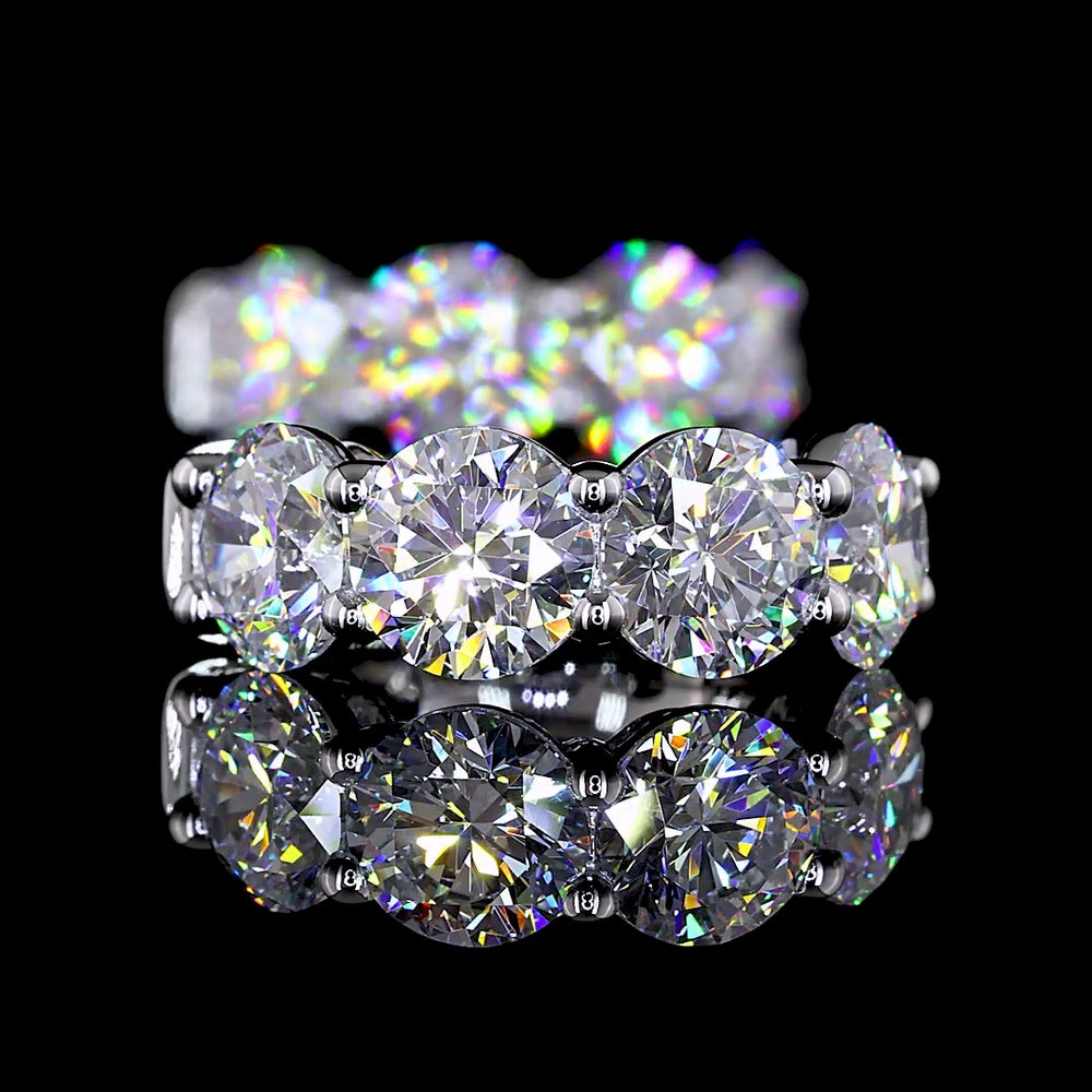 14K White Gold Round Brilliant Cut Lab Diamond Huggie Earrings - 4.99 Carats Total Diamond Weight, E-F VS Clarity - Covaloro Fine Jewelry
