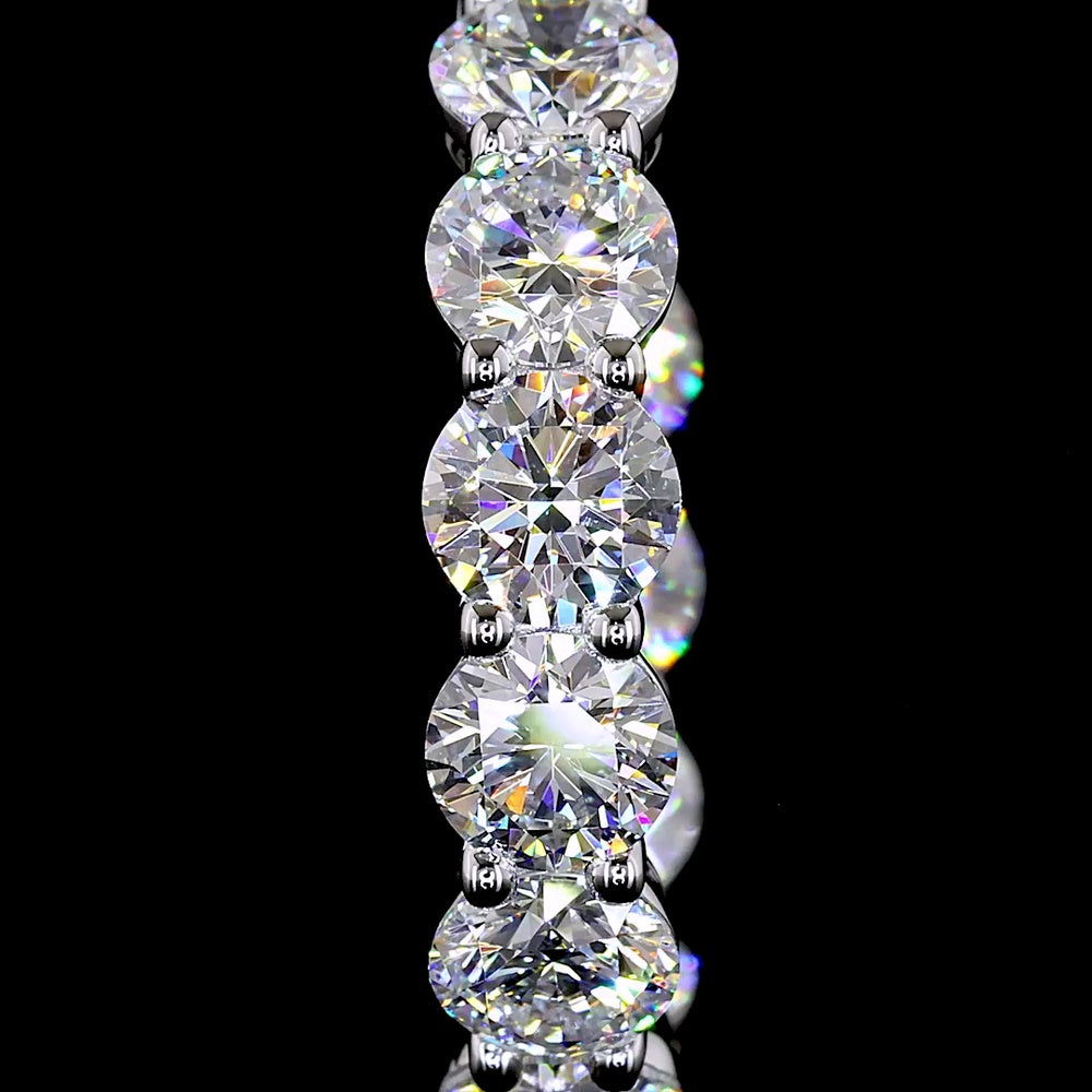 14K White Gold Round Brilliant Cut Lab Diamond Huggie Earrings - 7.00 Carats Total Diamond Weight (3.50 Carats per ear) - Covaloro Fine Jewelry