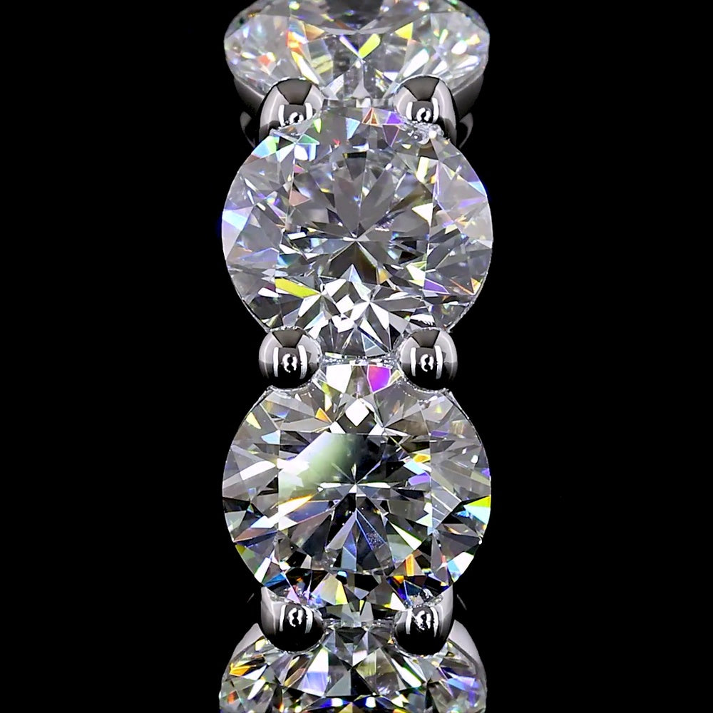 14K White Gold Round Brilliant Cut Lab Diamond Huggie Earrings - 8 Stones, 4.07 Carat Total Weight, E-F VS1 Clarity - Covaloro Fine Jewelry