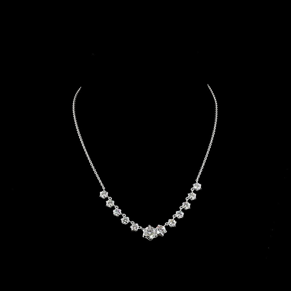 14K White Gold Round Brilliant Cut Lab Diamond Necklace with Graduating Bezel and Prong Settings - 7.05 Carats Total Diamond Weight - Covaloro Fine Jewelry
