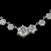 14K White Gold Round Brilliant Cut Lab Diamond Necklace with Graduating Bezel and Prong Settings - 7.05 Carats Total Diamond Weight - Covaloro Fine Jewelry