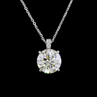 14K White Gold Round Brilliant Cut Lab Diamond Pendant with Accent Stones - 3.20 Carats Total Diamond Weight - Covaloro Fine Jewelry