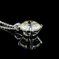 14K White Gold Round Brilliant Cut Lab Diamond Pendant with Accent Stones - 3.20 Carats Total Diamond Weight - Covaloro Fine Jewelry