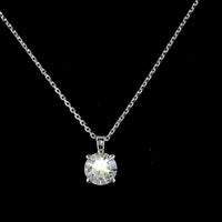 14K White Gold Round Brilliant Cut Lab Diamond Solitaire Pendant - 1.02 Carats Total Diamond Weight D VVS2 - Covaloro Fine Jewelry